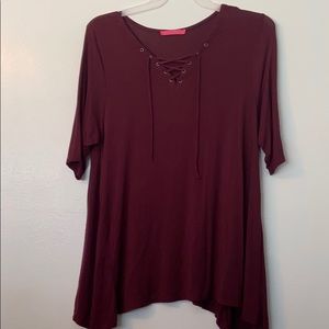 Xl maroon lace up blouse.